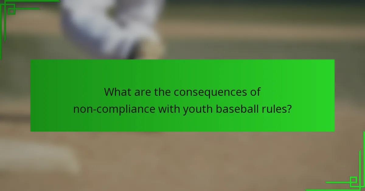What are the consequences of non-compliance with youth baseball rules?