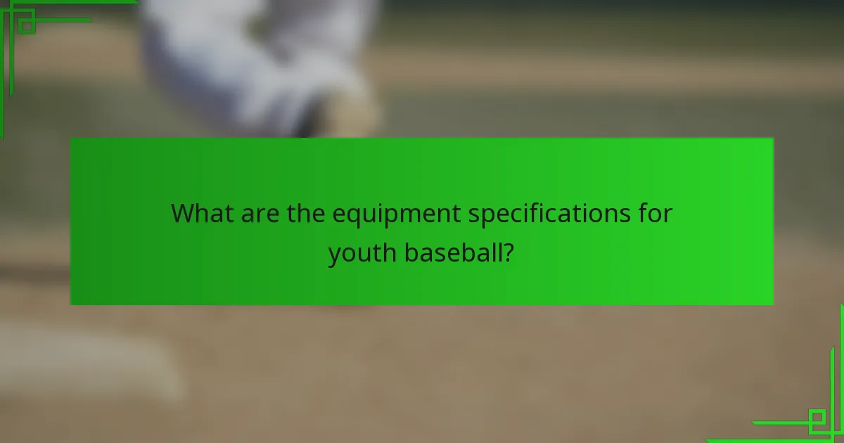 What are the equipment specifications for youth baseball?