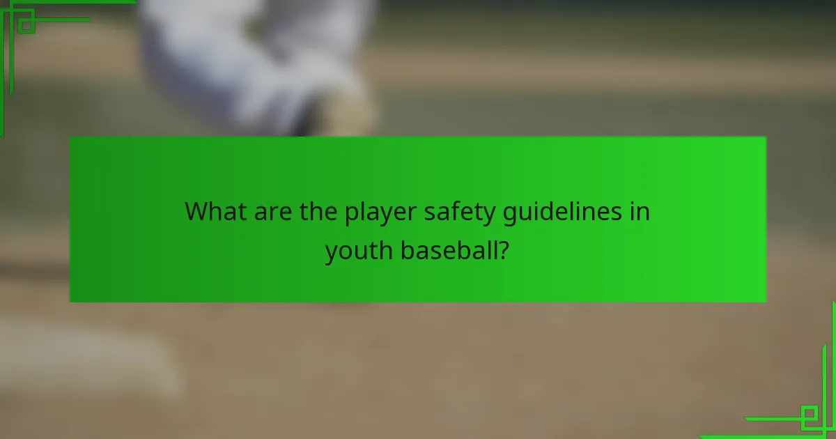 What are the player safety guidelines in youth baseball?