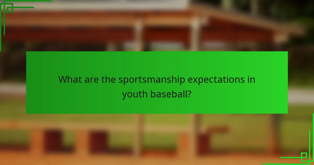 What are the sportsmanship expectations in youth baseball?