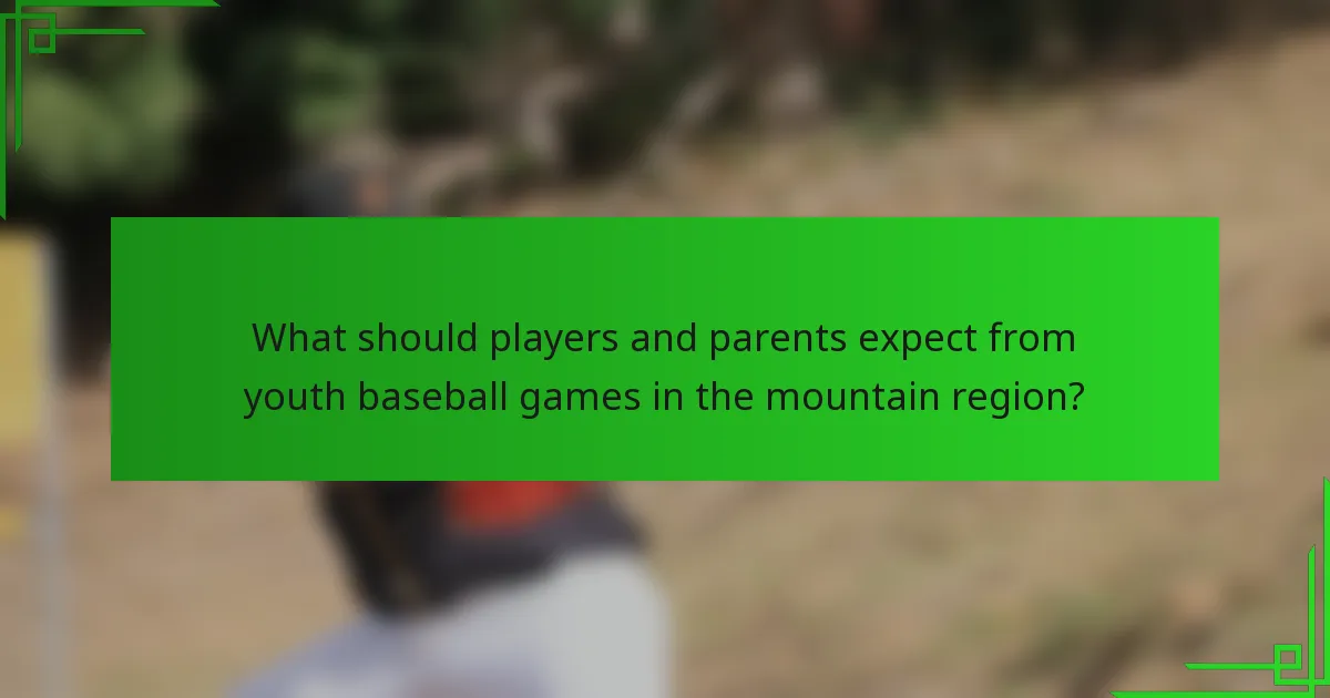 What should players and parents expect from youth baseball games in the mountain region?